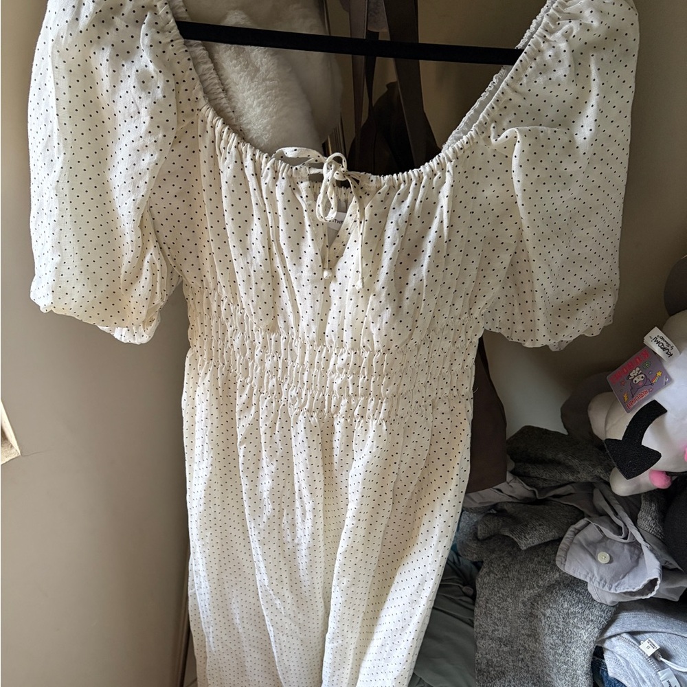 Faithfull the Brand Ivory Dress with Black Dots